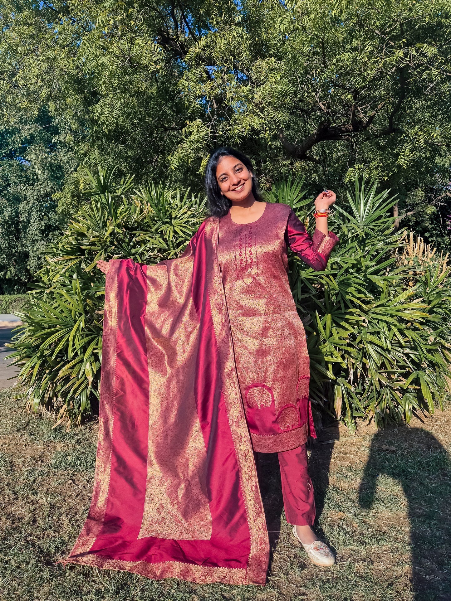 Banarasi Maroon & Gold Zari Work Festive Suit Set