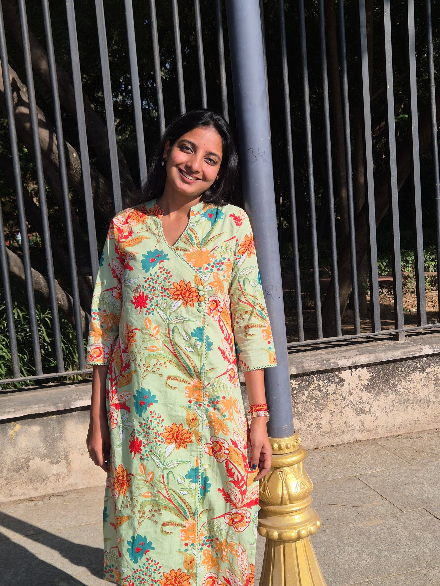 Mint Bloom Printed Cotton Kurta Pant Set