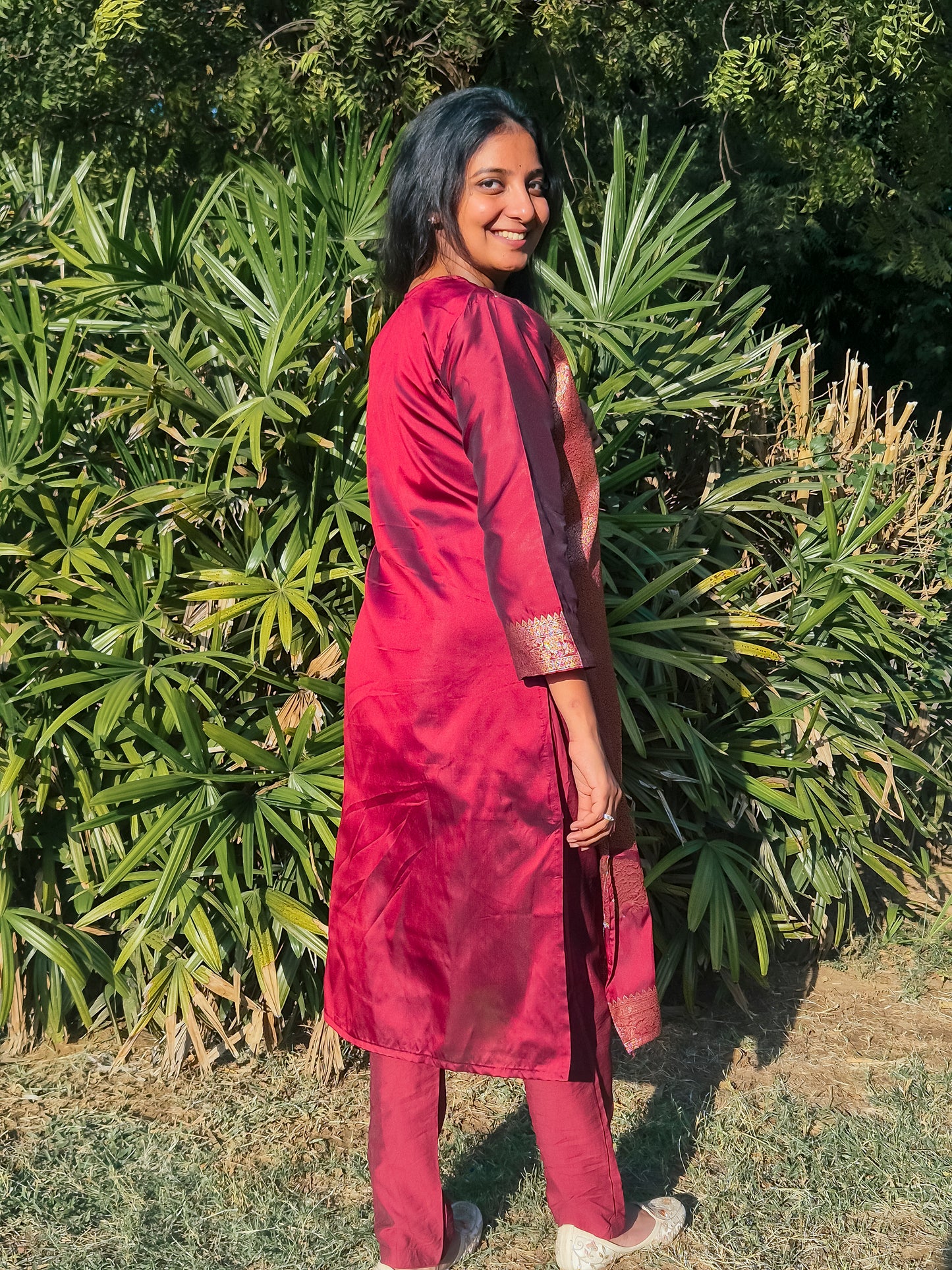 Banarasi Maroon & Gold Zari Work Festive Suit Set