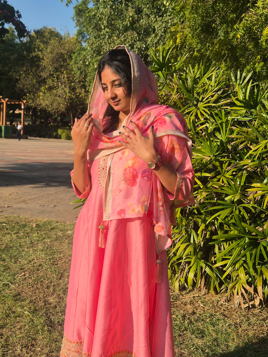 Gulabo Anarkali Long kurta and pant with dupatta set