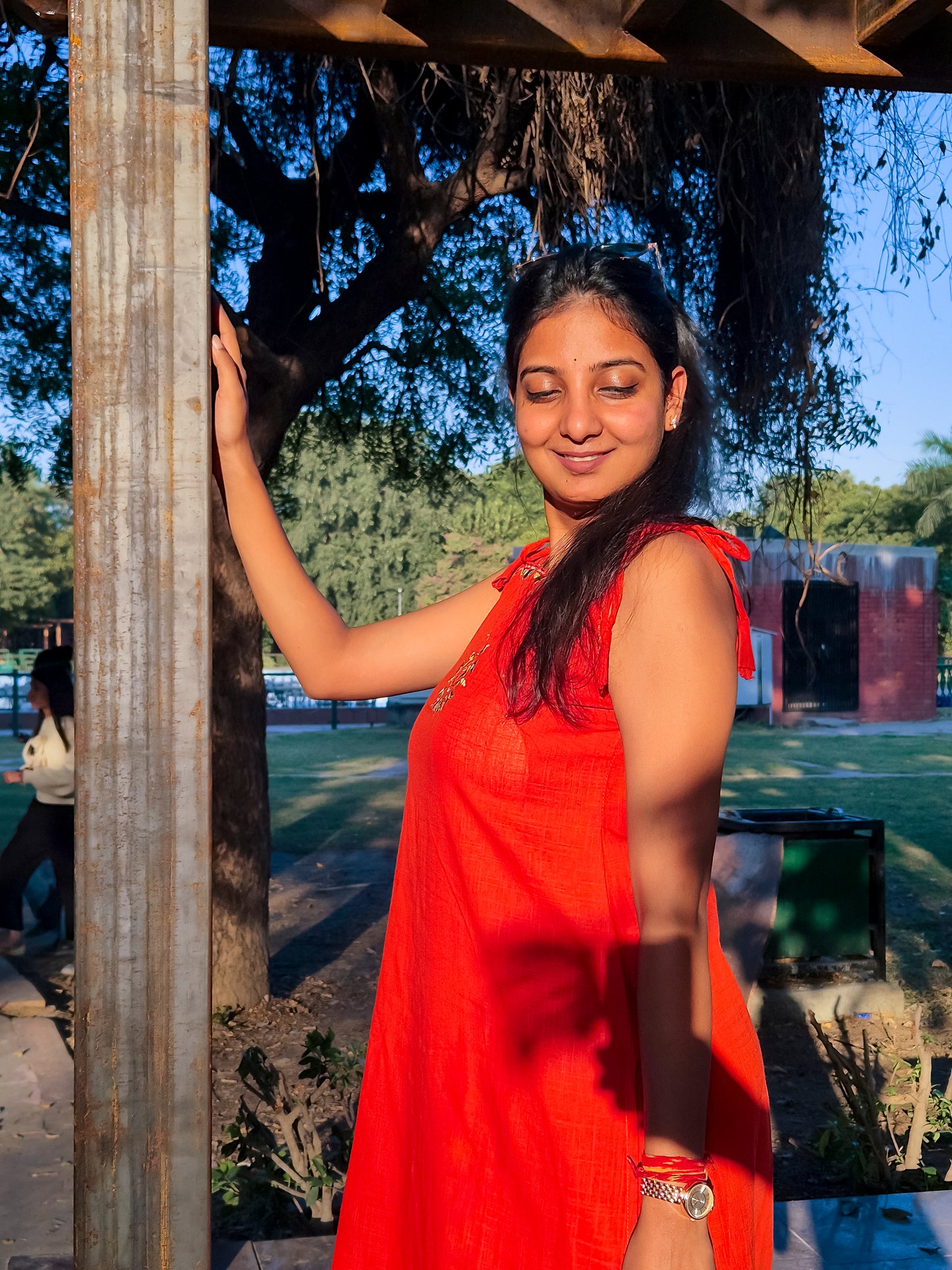 Solid Rust Co-ord Set with Subtle Hand Embroidery