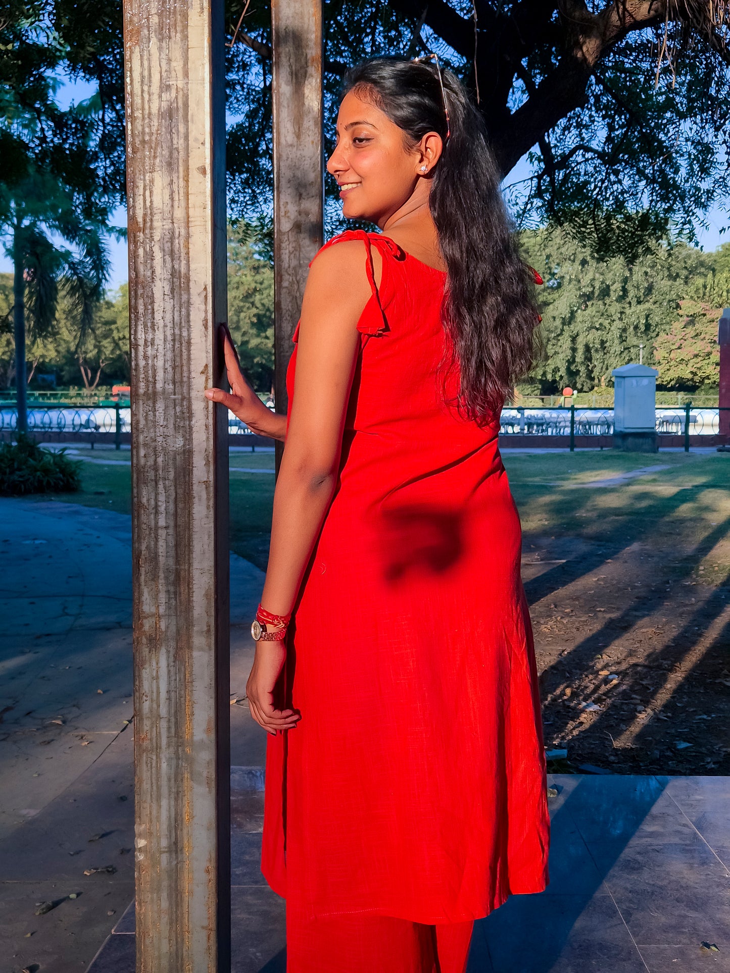 Solid Rust Co-ord Set with Subtle Hand Embroidery