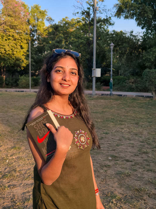 Olive Green Embroidered Sleeveless Co-ord Set